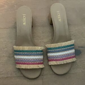 J. Crew Tan and Blue Sandals Casual Summer Style